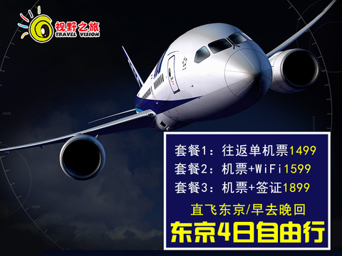 特价机票： 北京-东京 4日往返含税机票 5月23日出发